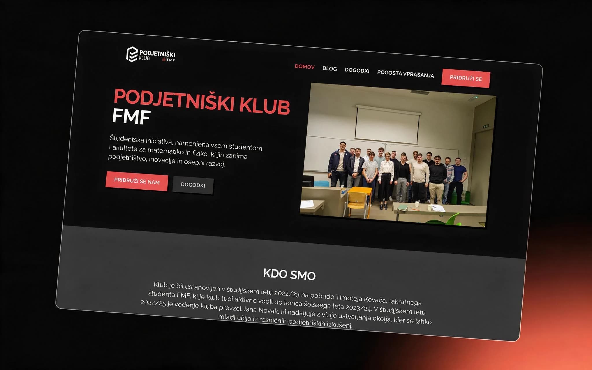 Podjetniški Klub, Website-Entwicklung