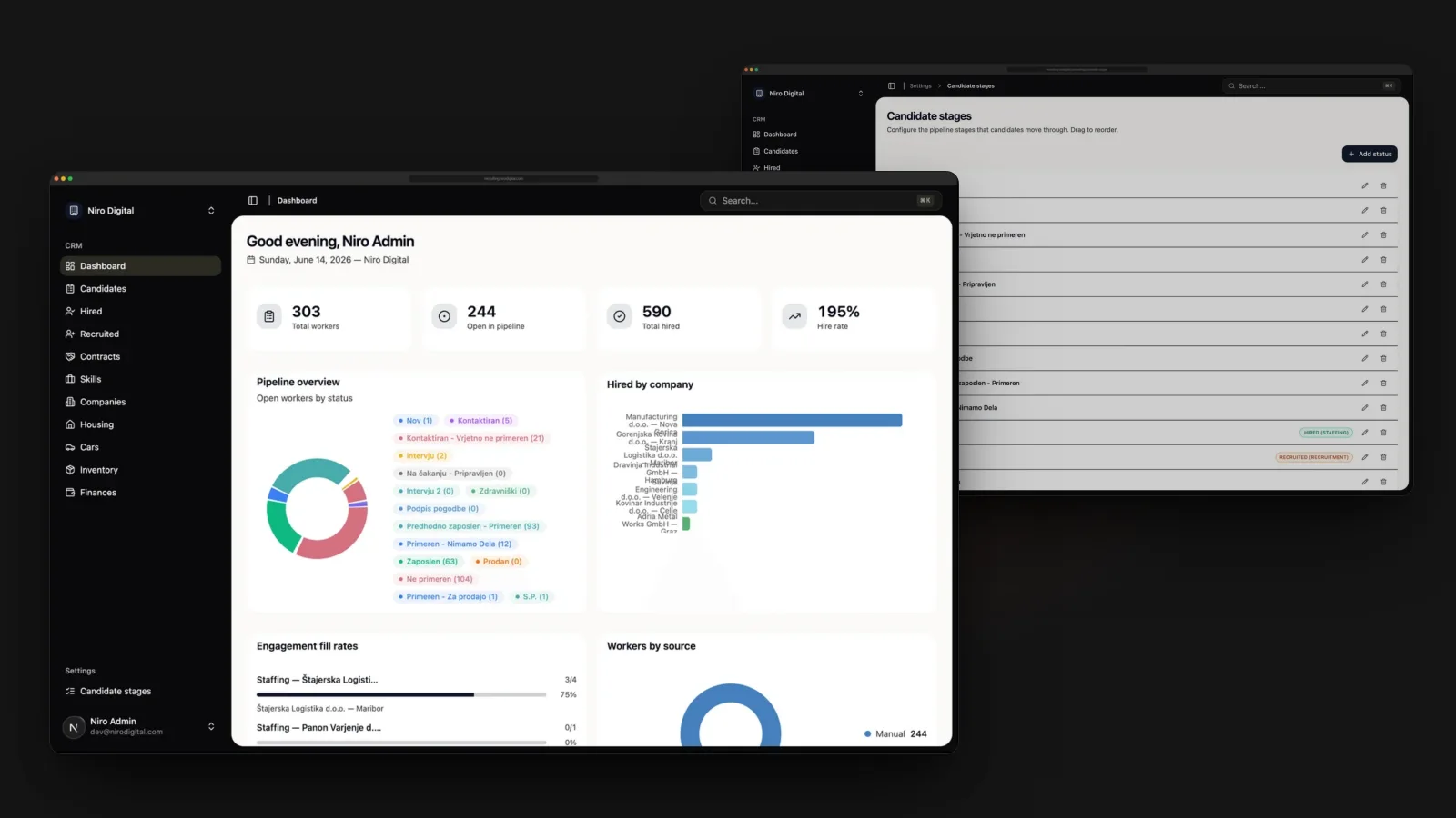 Recruitemy — recruiting dashboard and candidate pipeline stages